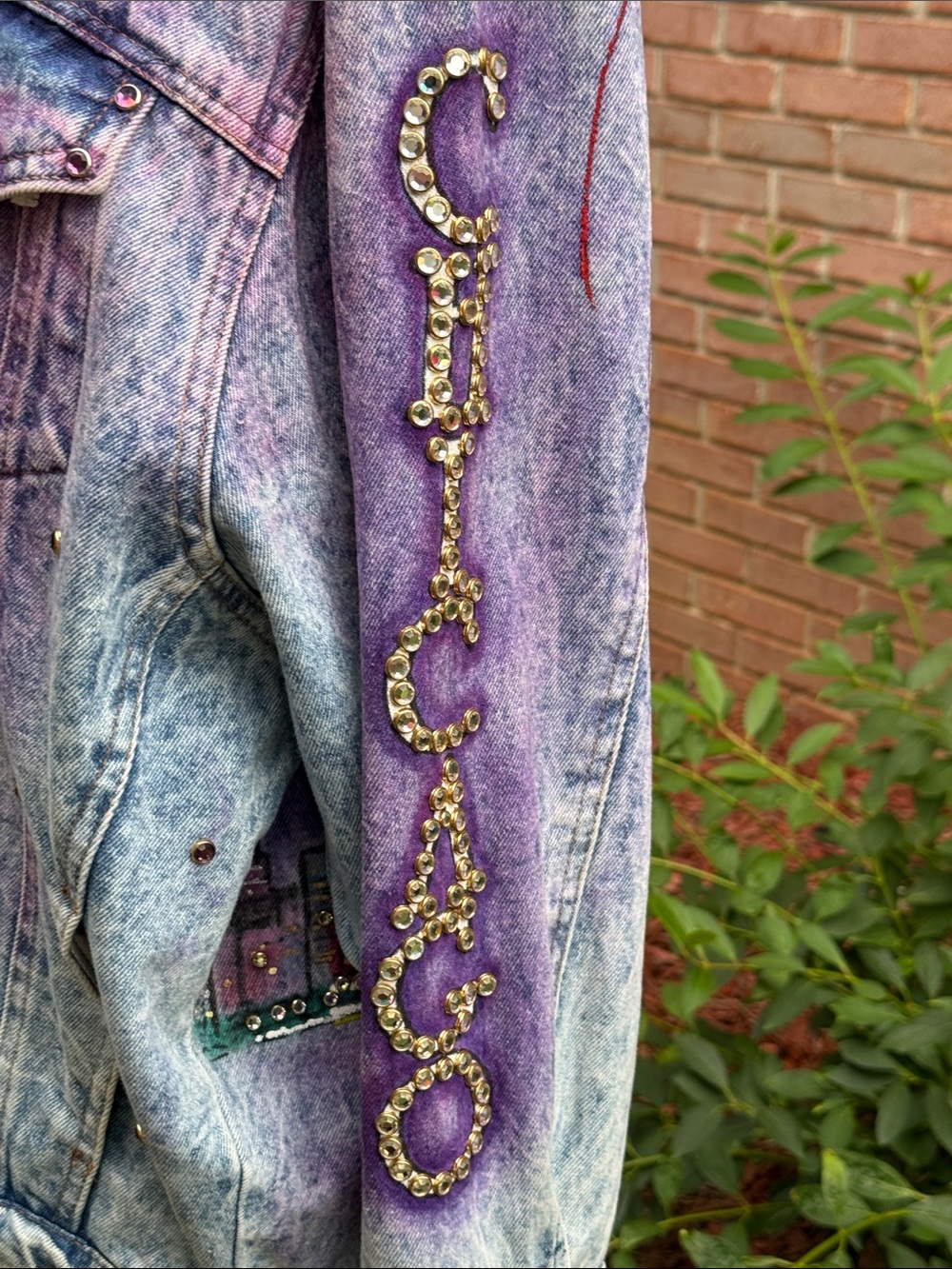 Rare vintage 1987 Tony Alamo embellished Chicago Purple Ombre Jean Jacket - Picture 7 of 10